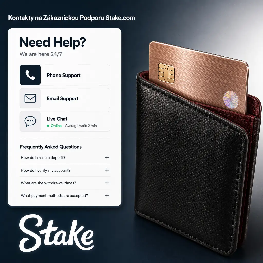 Kontakty na zákaznickou podporu Stake.com – živý chat, e-mail, X a centrum nápovědy pro platební dotazy 24/7.