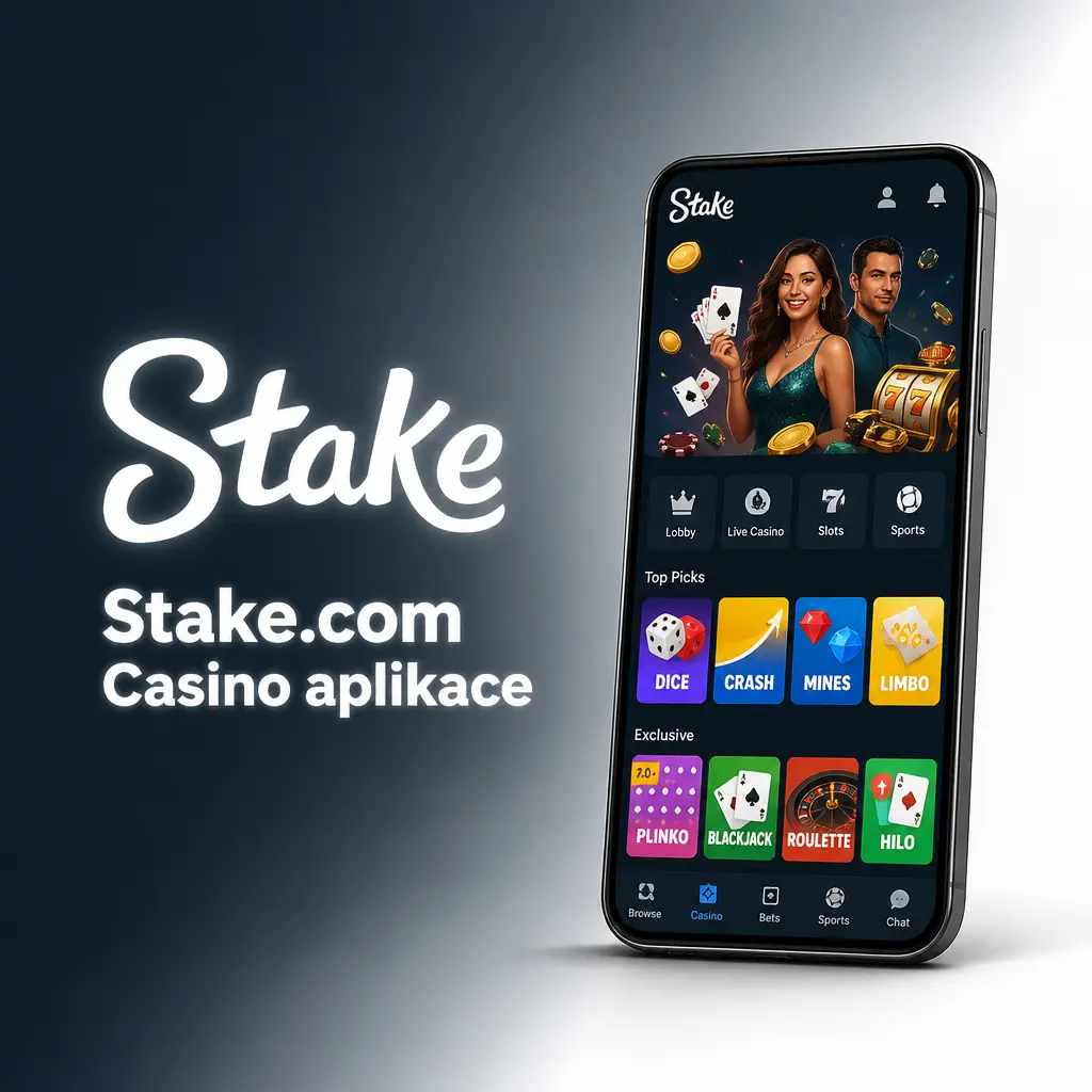 Mobilní aplikace Stake.com Casino pro Android a iOS s automaty, stolními hrami a Stake Originals
